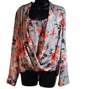 Alfani Women's 100% Polyester Floral 3/4 Sleeve Popover Blouse Size 10